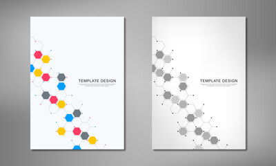 Poster - Abstract geometric background with hexagons shape pattern for a business brochure or cover book, page layout, flyer design, and poster template