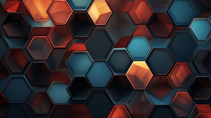Poster - Hexagon wallpaper: geometric pattern background in vibrant colors for modern interior design