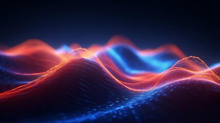 Canvas Print - dynamic symphony: abstract 3d rendering of interwoven dots and lines creating a wave of musical soun