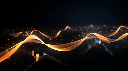 Canvas Print - dynamic symphony: abstract 3d rendering of interwoven dots and lines creating a wave of musical soun