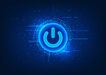 Fototapete - Background Technology smart technology power button The light emitted by the button Entering the world of technology Start button with surrounding light, Vector illustration