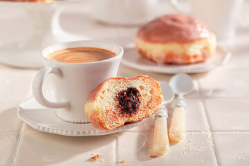 Wall Mural - Sweet and hot doughnuts made of marmalade and flour.