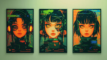 A Kaleidoscope Of Retro-futuristic Charm: Cyborg Cuties Basking In The Neon Glow Of A Hi-tech World, Their Enchanting Allure Beckoning Us Into The Depths Of A Digital Wonderland.