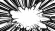 Black and white comic boom explosion artwork in pop art style. Visual dynamism of modern comic book icon for punch word. Comic cloud