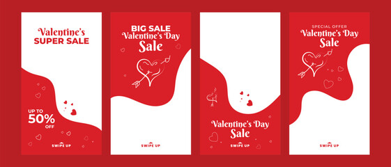 valentine day big sale discount social media post instagram stories template. editable instagram sto