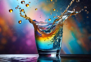 Wall Mural - Colourful water splash