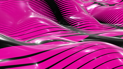 Poster - Glossy pink and black background in 3d rendering