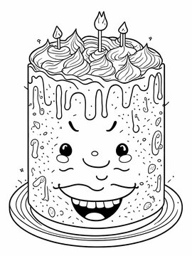 Birthday cake coloring pages for kids