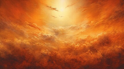 Wall Mural - Dramatic sky, sun in the sky in an orange background