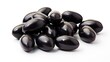 Black pitted olives isolated on white background