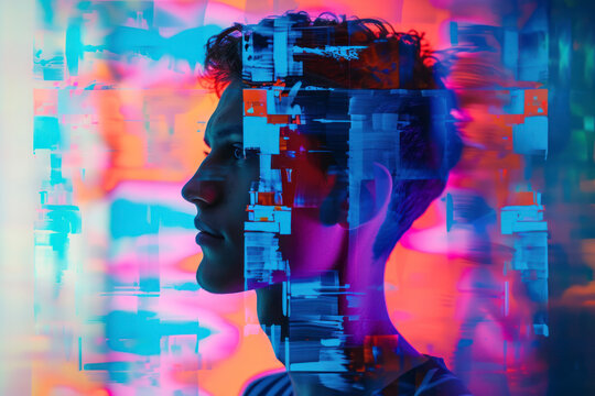 Creative glitch geometric painting.