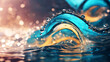Generate an abstract background with dynamic, abstract curves inspired by the fluidity of water, using cool and calming colors bright ligtning kodak 400, cinematic, ultra realistic