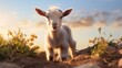 the innocence of a baby goat exploring its surroundings, the playful antics and gentle curiosity captured in a heartwarming moment
