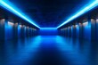 © steffenak - Empty underground background with blue lighting with space for text or product.