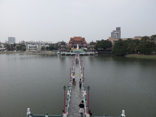 KAOHSIUNG, TAIWAN - January 1, 2024 :Scenery of “Zuoying Lotus Pond” in Kaohsiung, Taiwan