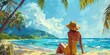 Woman on a tropical summer vacation. Exotic outdoor beach trip to an island vacation