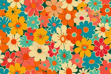 Pattern with bright flowers.