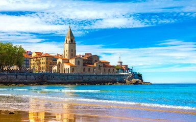 Wall Mural - Amazing view of the city of Gijon in Asturias, Spain