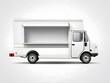 © Mahmud - White street food truck template blank mockup for Brand Identity design. Cargo truck. Realistic Delivery Service Vehicle isolated on a white background for Advertising design