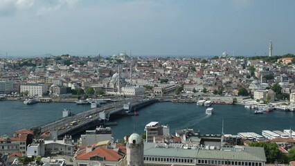 Wall Mural - Istanbul panorama, bridge and rooftops	