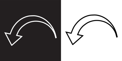 Poster - Curved arrow icon vector. Arrow pointer icon sign symbol in trendy flat style. Arrow down vector icon illustration isolated on black and white background