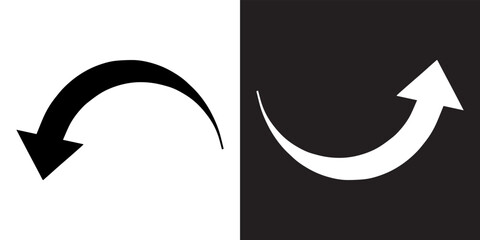 Poster - Curved arrow icon vector. Arrow pointer icon sign symbol in trendy flat style. Arrow down up vector icon illustration isolated on white and black background