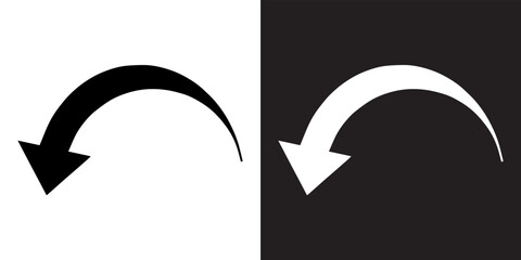 Poster - Curved arrow icon vector. Arrow pointer icon sign symbol in trendy flat style. Arrow down vector icon illustration isolated on white and black background