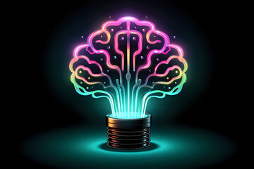 Poster - Neon Brain Lightbulb Concept on Dark Background

An electrifying design merging a brain and lightbulb in neon colors, ideal for conveying ideas about creativity, innovation, and intelligence in tech