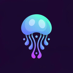 Wall Mural - Colorful Gradient Jellyfish Logo Artwork.