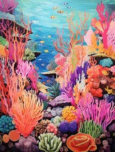 Vintage Coral Reef Seascape: Vibrant Beach Decor And Wall Art Inspiration