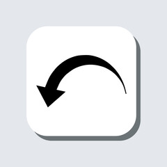 Poster - Curved arrow icon vector. Arrow pointer sign symbol in trendy flat style. Arrow down vector icon illustration in square isolated on gray background