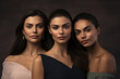 © Andrii Zastrozhnov - An elegant and stylish portrait of three confident, attractive women with perfect skin and fashion-forward looks.