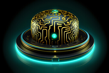 Poster - Futuristic Circuit Board Hemisphere Design.
A glowing, futuristic hemispheric circuit board design with neon lights, ideal for concepts on technology, AI, electronics, and innovation.