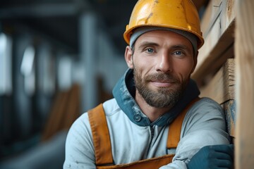 Poster - A handsome handyman working on construction side. Generative AI.