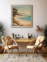 Wall Mural - Vintage Coastal Bliss: Mediterranean Beaches Wall Art, Beach Scene, and Vintage Landscape