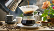 ひきたてのドリップ珈琲のイメージ素材。ドリップコーヒー。Image material of freshly brewed drip coffee. drip coffee.
