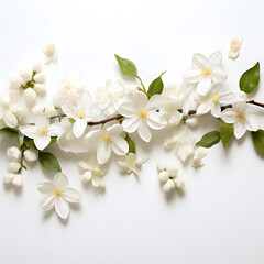  panoramic shot of jasmine flower isolated on white background