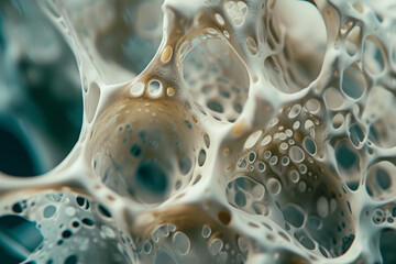 Wall Mural - Bone structure, macro shot. Spongy texture of human body bone tissue, Internal organs