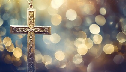 christian cross on a soft bokeh background