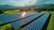 © visoot - A solar park in the beautiful countryside on a sunny day. Generative AI.