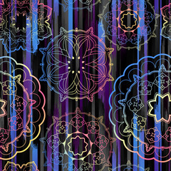 Fototapete - Seamless background pattern. Abstract Mandala ornament on grunge background. Vector image