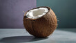 Rozłupany kokos na eleganckim tle
