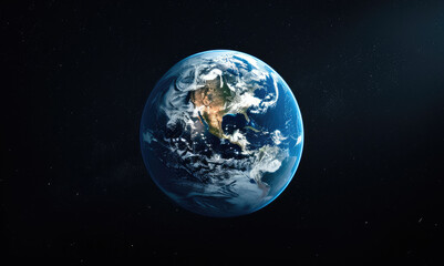 Poster - Earth the planet on black background. Generative AI.