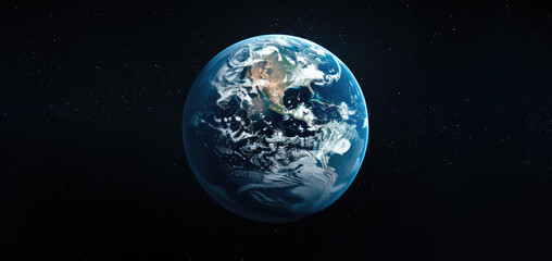 Poster - Earth the planet on black background. Generative AI.