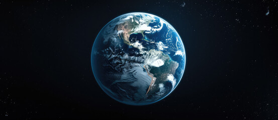 Poster - Earth the planet on black background. Generative AI.