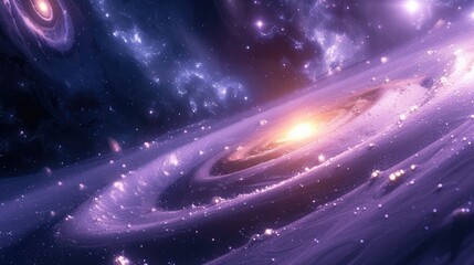 Aufkleber - Gorgeous swirls of star-speckled purple space for eternity, falling into different dimensions. Generative AI.