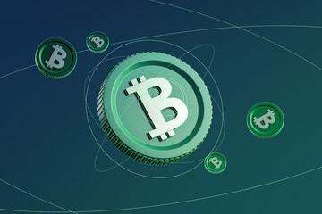 Poster - Cryptorrency, bitcoins floating and financial communication
