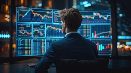 Poster - Business people Analyze the chart Investing in Stocks, Business development, financial plan and strategy. Investment of growth on currency rate. Generative AI.
