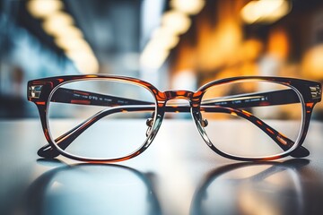 eye glasses on the table