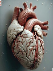 Poster - A brain shaped as a human heart, realistic, intricate details. Generative AI.